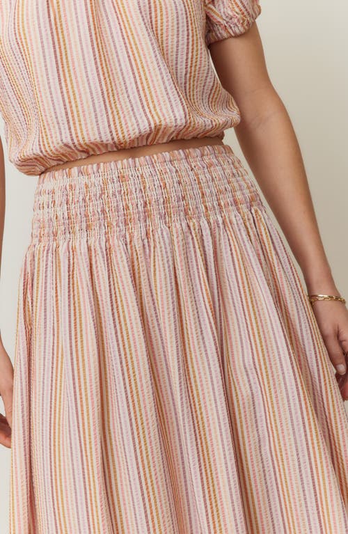 Shop Marine Layer Bea Seersucker Midi Skirt In Sunset Stripe
