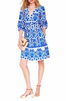 Boden Mya Print Long Sleeve Cotton Dress