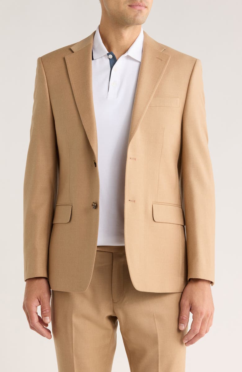 Tommy Hilfiger Notch Lapel Wool Twill Blazer, Main, color, Camel Twill