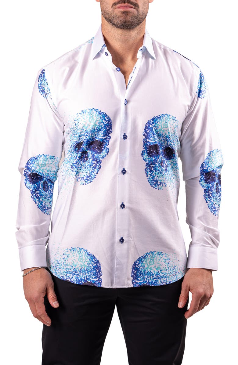Maceoo Fibonacci Resistance Contemporary Fit Button-Up Shirt, Main, color, White