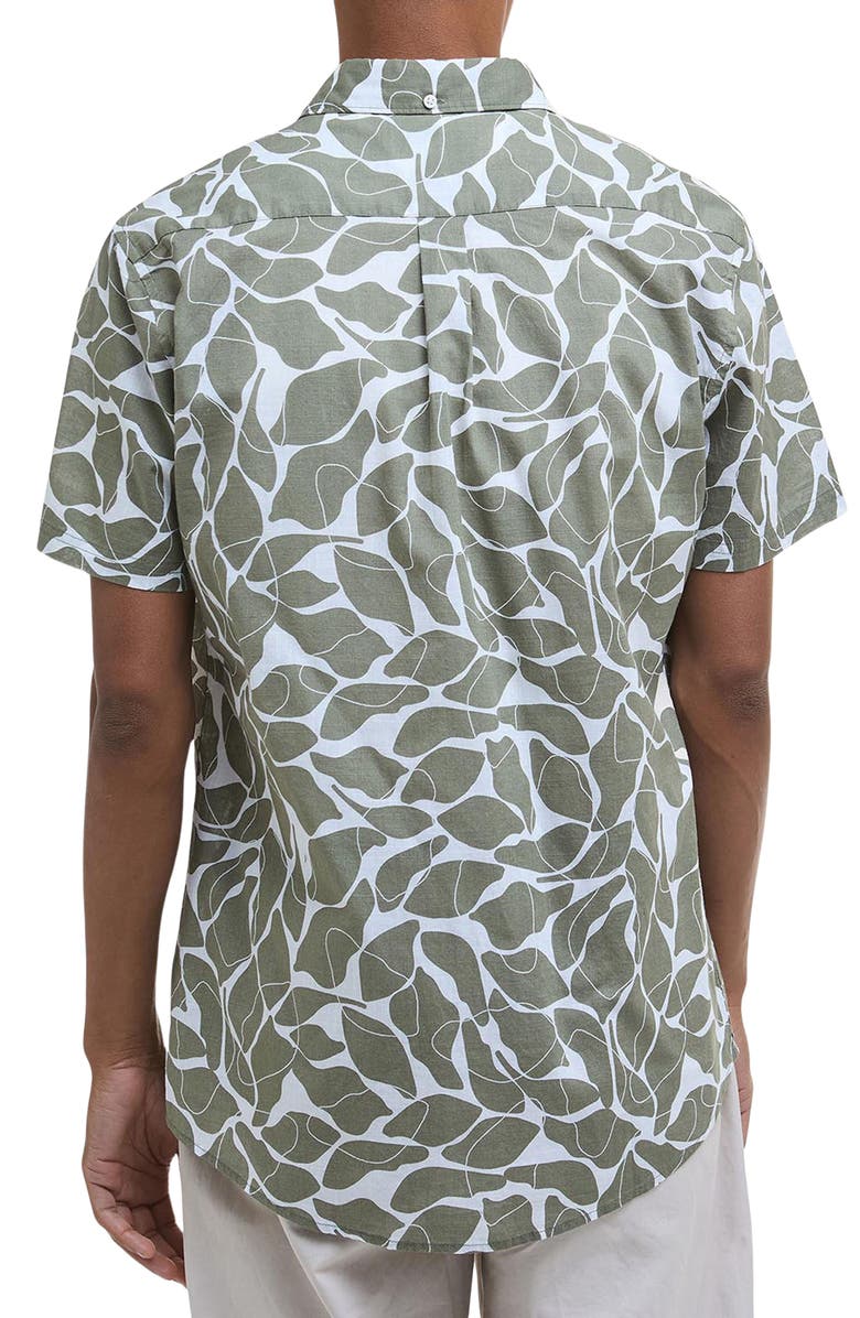 Barbour Spillroad Leaf Print Short Sleeve Cotton Button-Down Shirt, Alternate, color, Light Moss