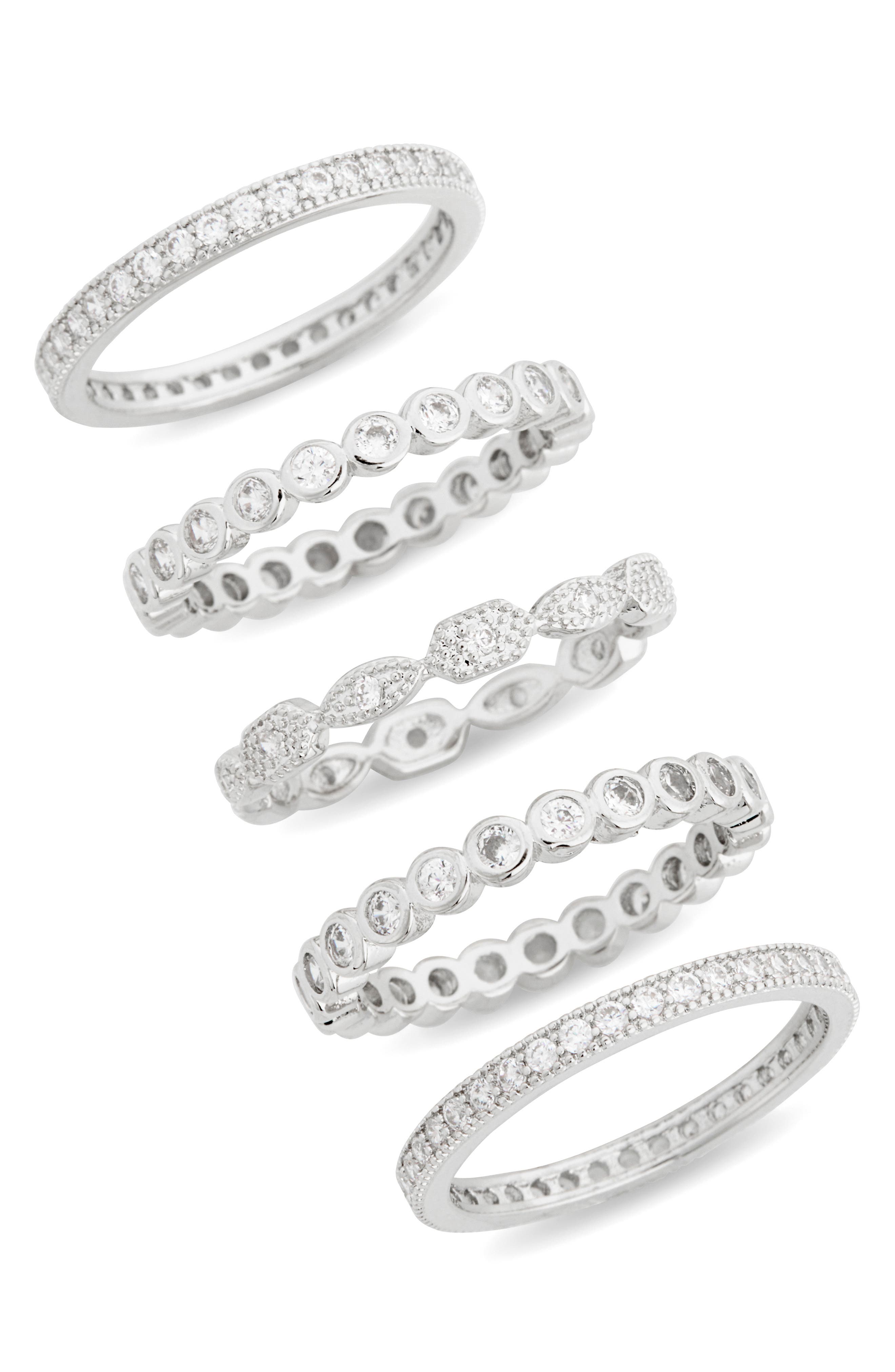 NORDSTROM RACK Pack of 5 CZ Embellished Stackable Rings