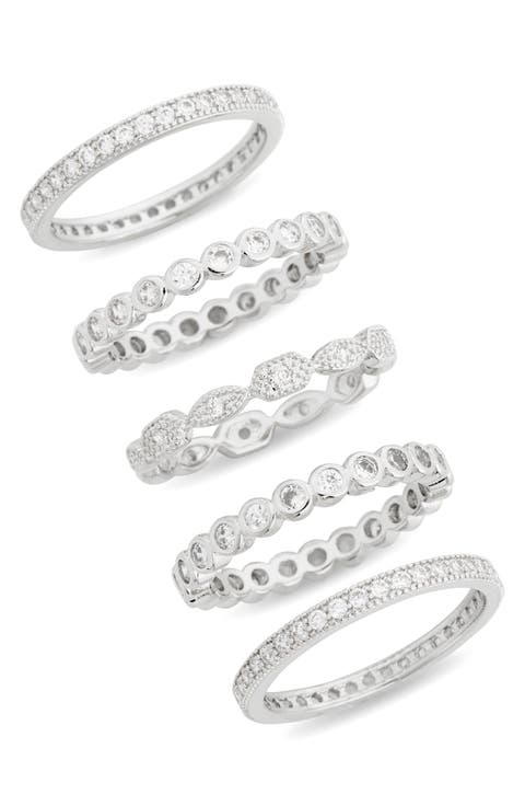 Pack of 5 CZ Embellished Stackable Rings
