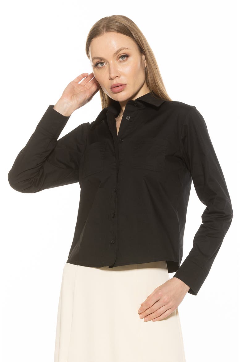 Roxanne Cotton Button-Up Shirt, Alternate, color, BLACK