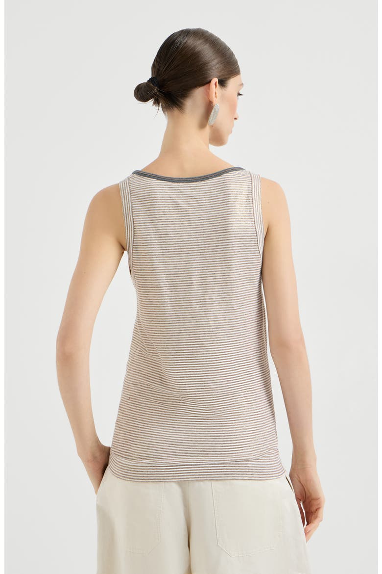 Striped jersey top with monili, Alternate, color, Brown