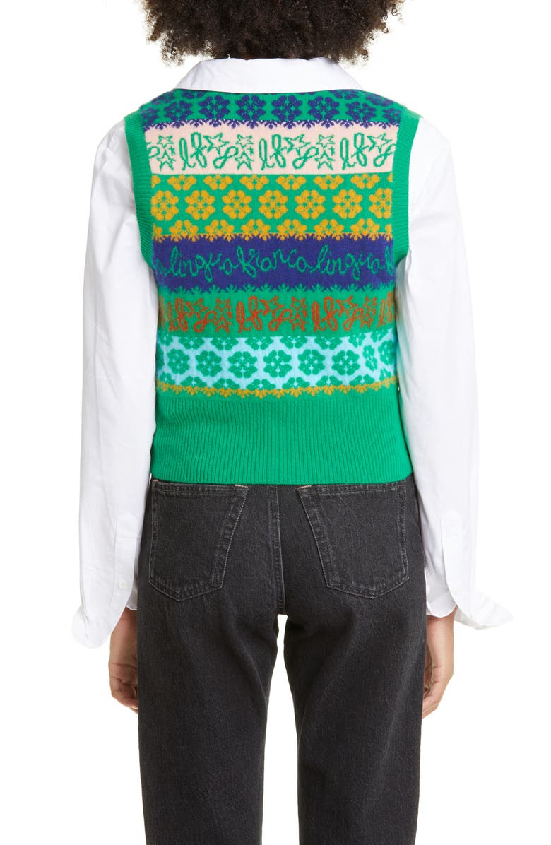 Lingua Franca x Nordstrom Gender Inclusive Logo Jacquard Cashmere Sweater Vest, Alternate, color,