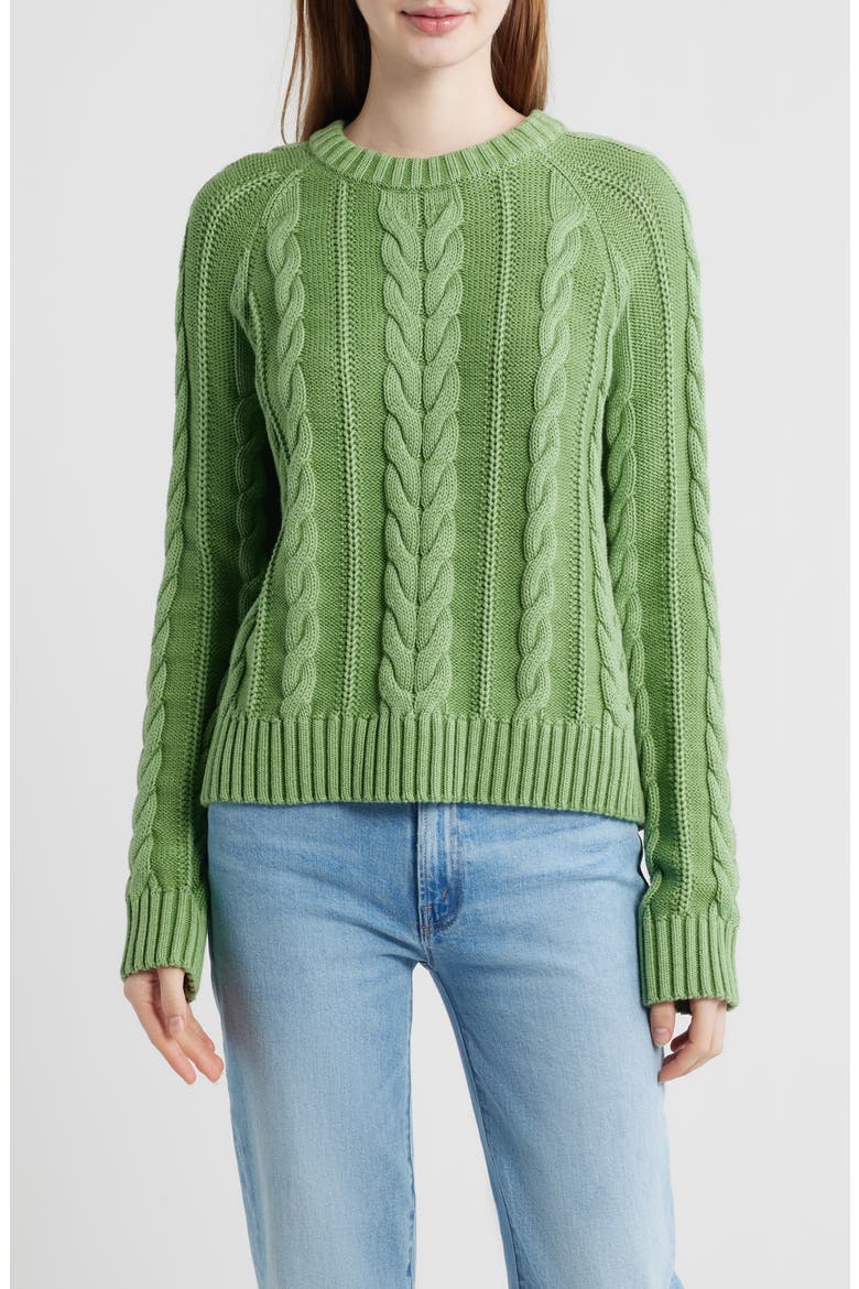 Cable Stitch Sweater, Main, color, SPRUCE