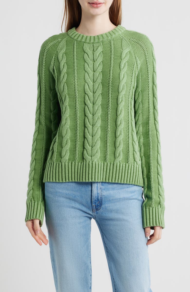 Pendleton Cable Stitch Sweater, Main, color, Spruce