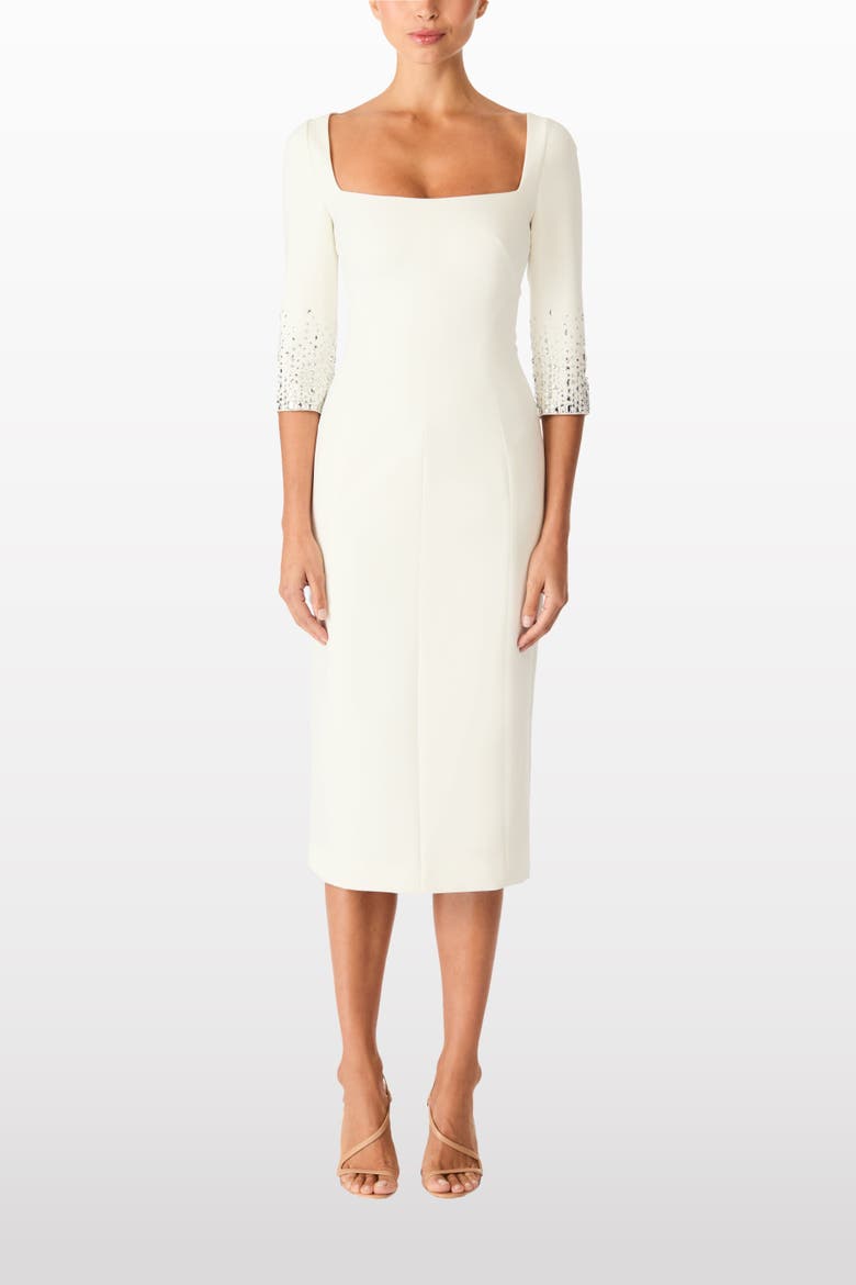 Rosebud Midi Dress, Alternate, color, Vanilla