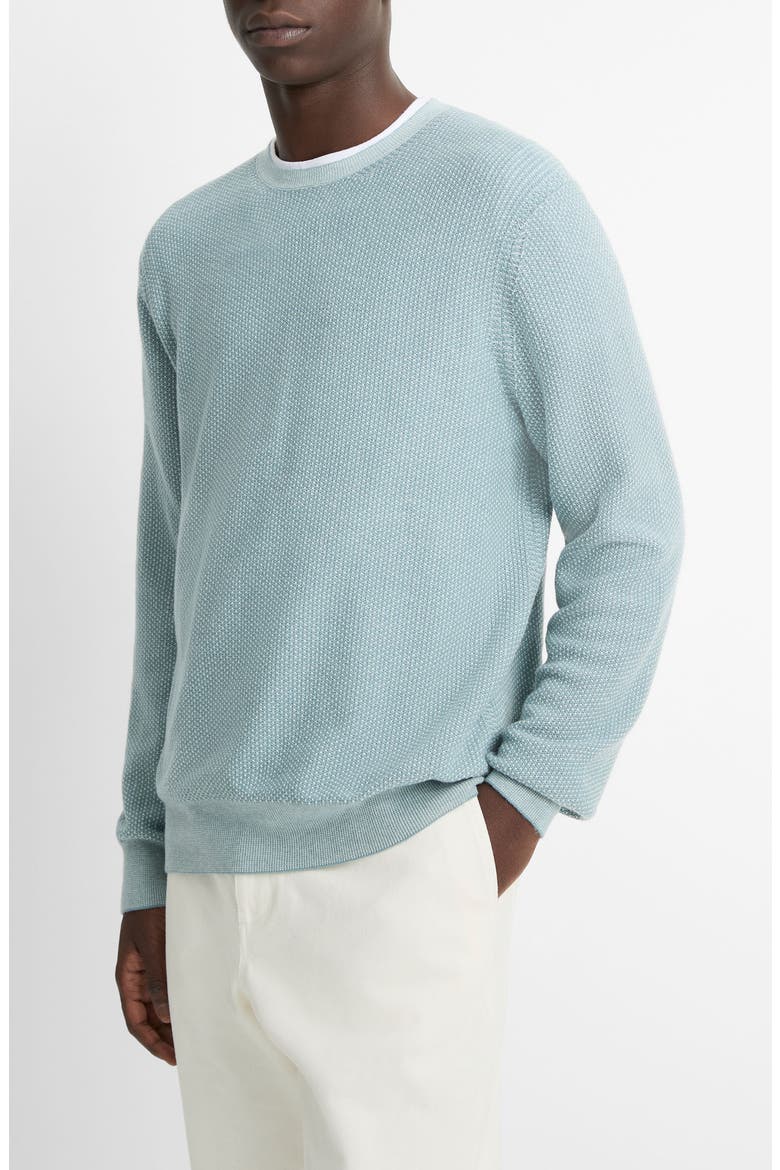 Geometric Jacquard Wool & Cotton Blend Crewneck Sweater, Alternate, color, LAGOON/ CLASSIC CREAM