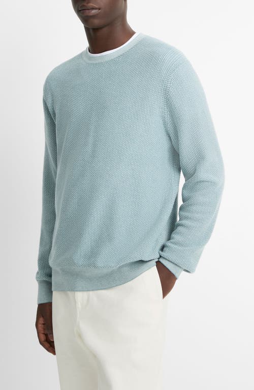 Vince Geometric Jacquard Wool & Cotton Blend Crewneck Sweater In Lagoon/classic Cream