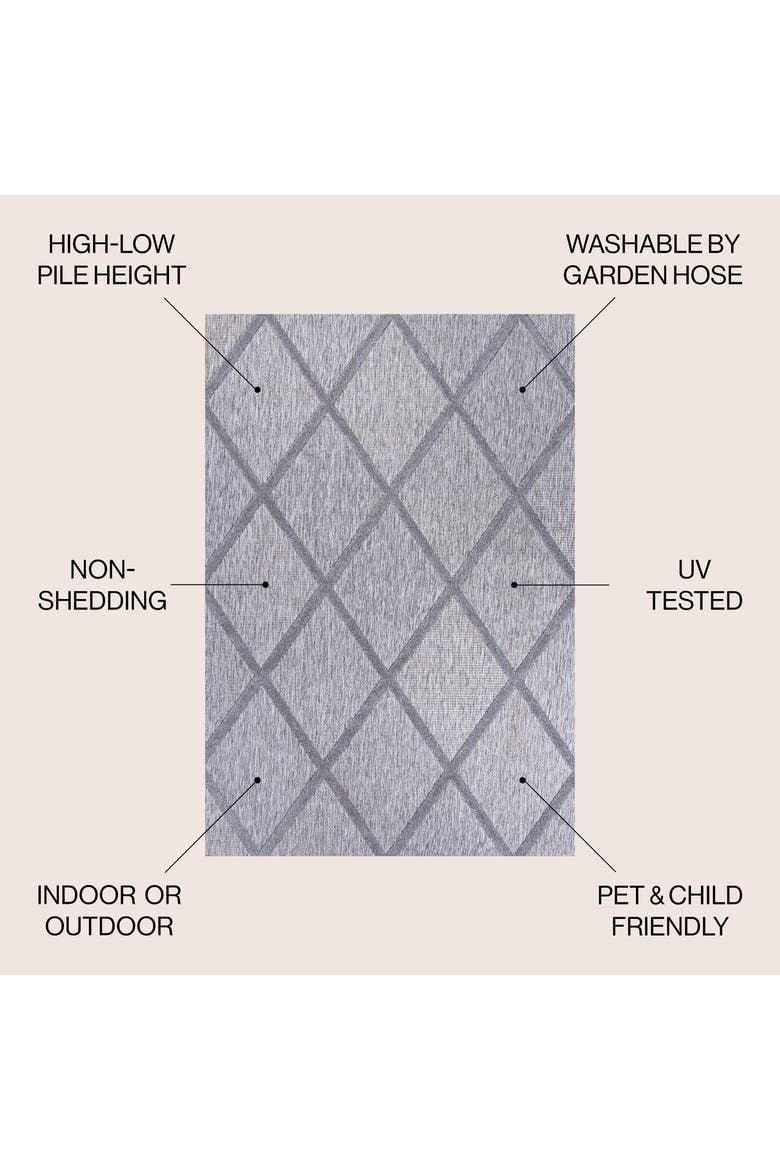 Salines Diamond Trellis Indoor/Outdoor Area Rug, Alternate, color, Light Gray