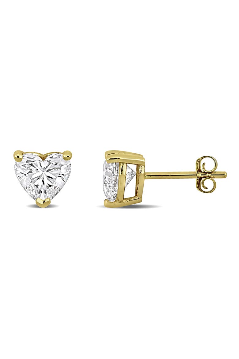 2 CTW Lab-Grown Diamond Heart Stud Earrings 14k, Main, color, Yellow Gold