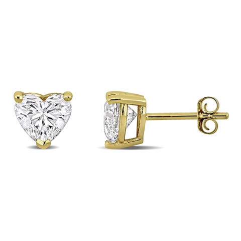 2 CTW Lab-Grown Diamond Heart Stud Earrings 14k