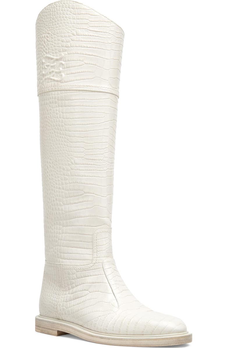 Fendi Karligraphy Logo Croc Embossed Riding Boot, Main, color,