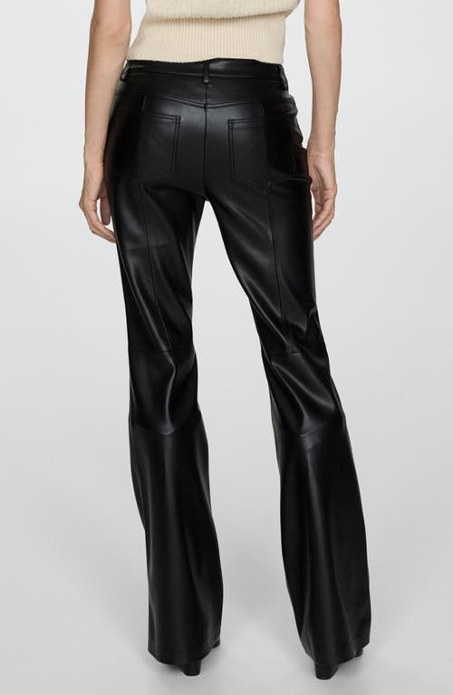 Mango Faux Leather Flare Leg Pants In Black