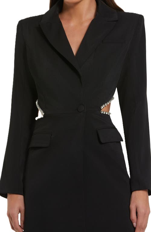 Mac Duggal Crepe Blazer Rhinestone Trim Mini Dress In Black
