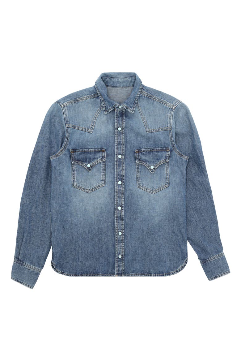 Japan Denim Texan Shirt, Main, color, Stone Wash