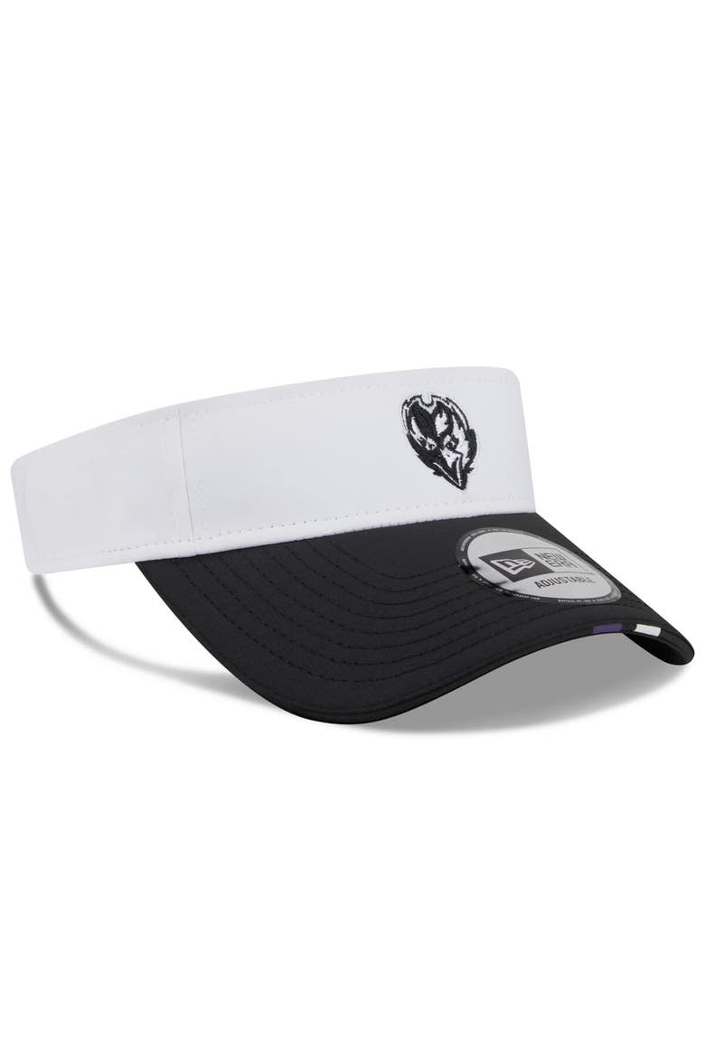 Men's New Era  White/Black Baltimore Ravens 2025 NFL Training Camp Adjustable Visor, Alternate, color, White