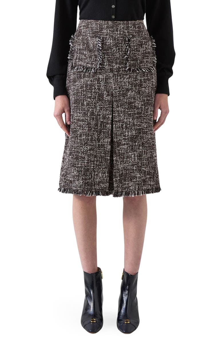 LK Bennett Gwen Fray Tweed Skirt, Main, color, Black Multi
