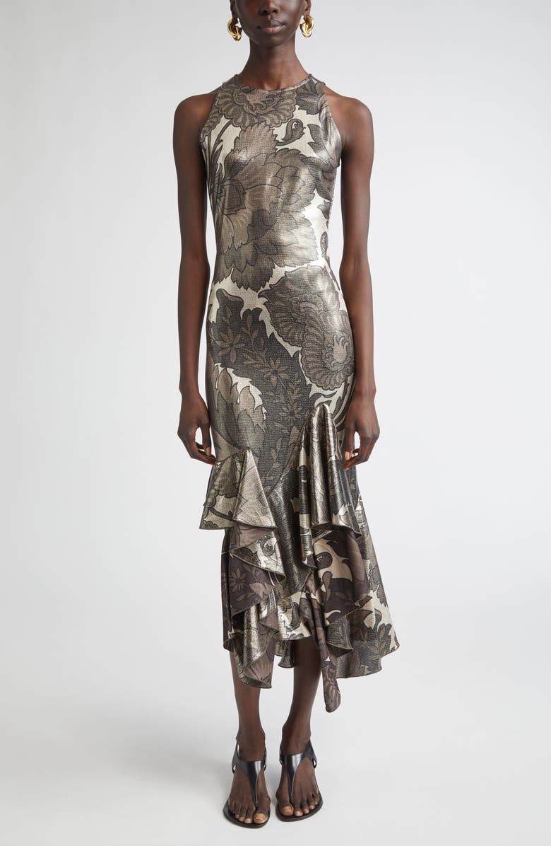 Etro Paisley Laminated Jersey Dress, Main, color, 