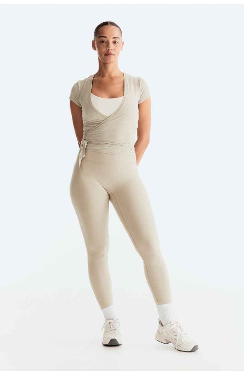 H&M Sports Wrap Top In Modal, Alternate, color, Sage Green