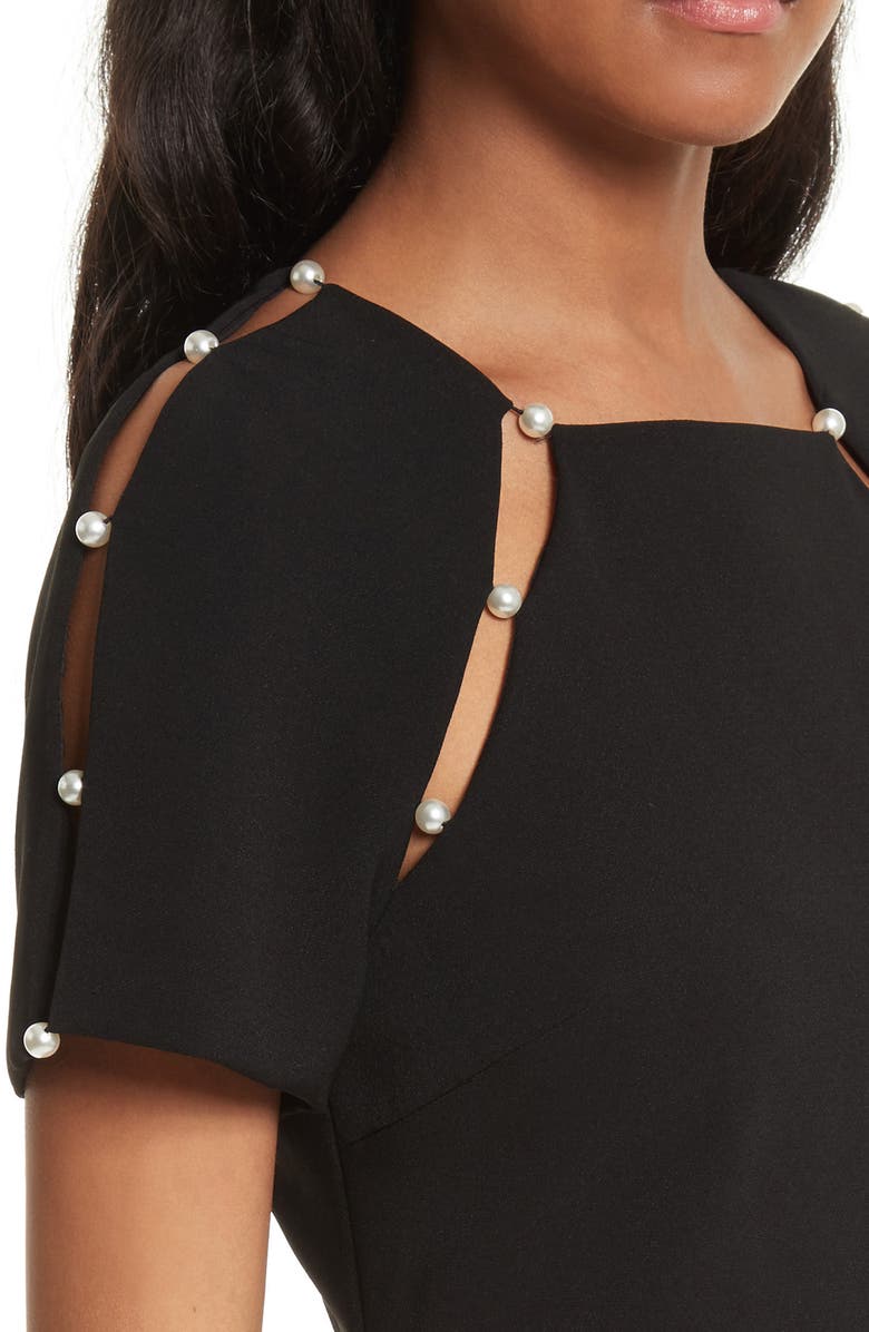 Alice + Olivia Kristiana Embellished Split Seam Sheath Dress, Alternate, color, 