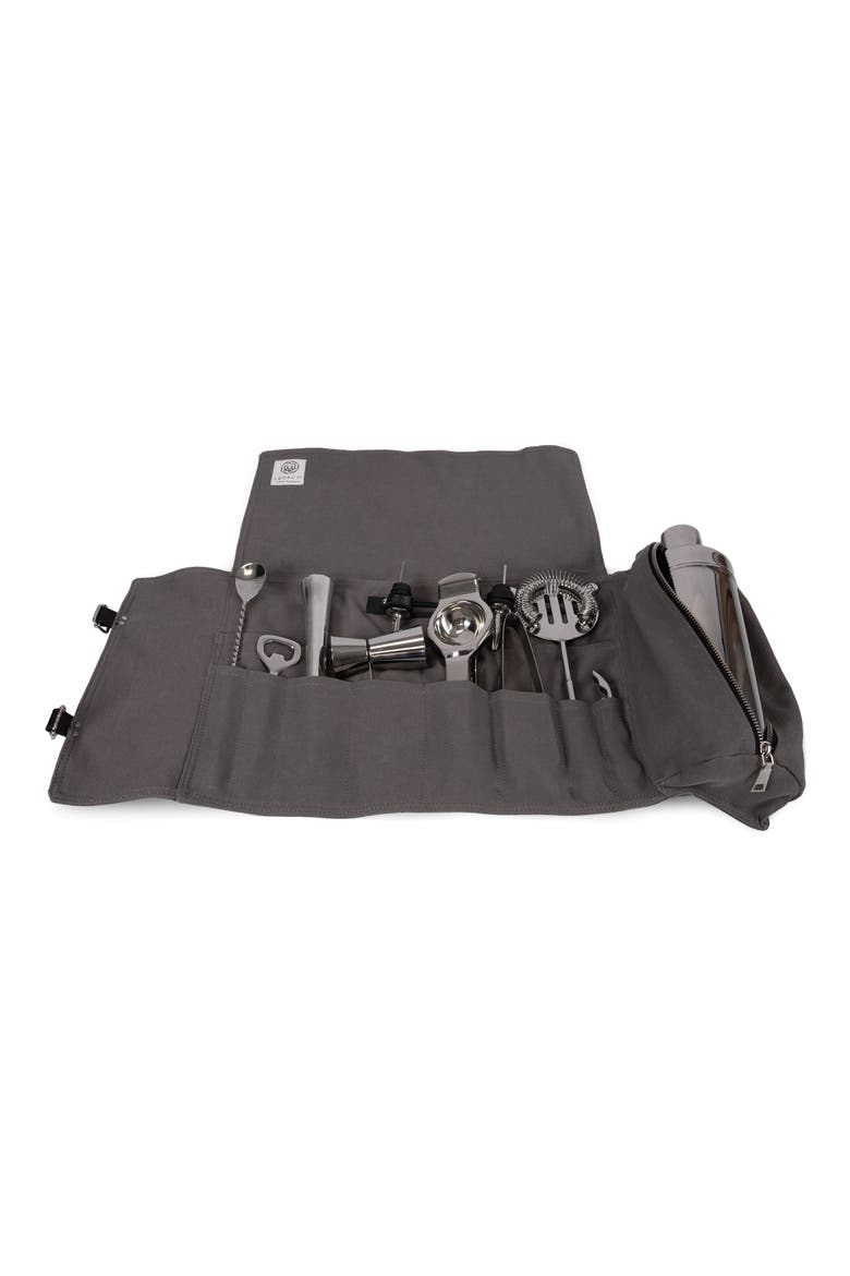 Barkeep Roll Up 12-Piece Bar Tool Set, Alternate, color, GRAY