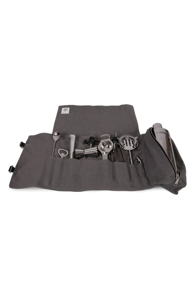 Picnic Time Barkeep Roll Up 12-Piece Bar Tool Set, Alternate, color, Gray