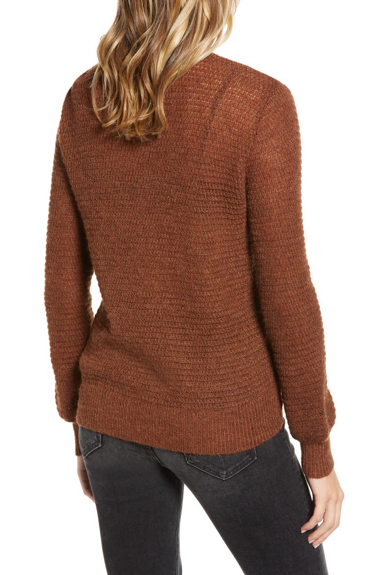 V-Neck Metallic Pullover, Alternate, color, 3256-CEDAR WOOD MELANGE