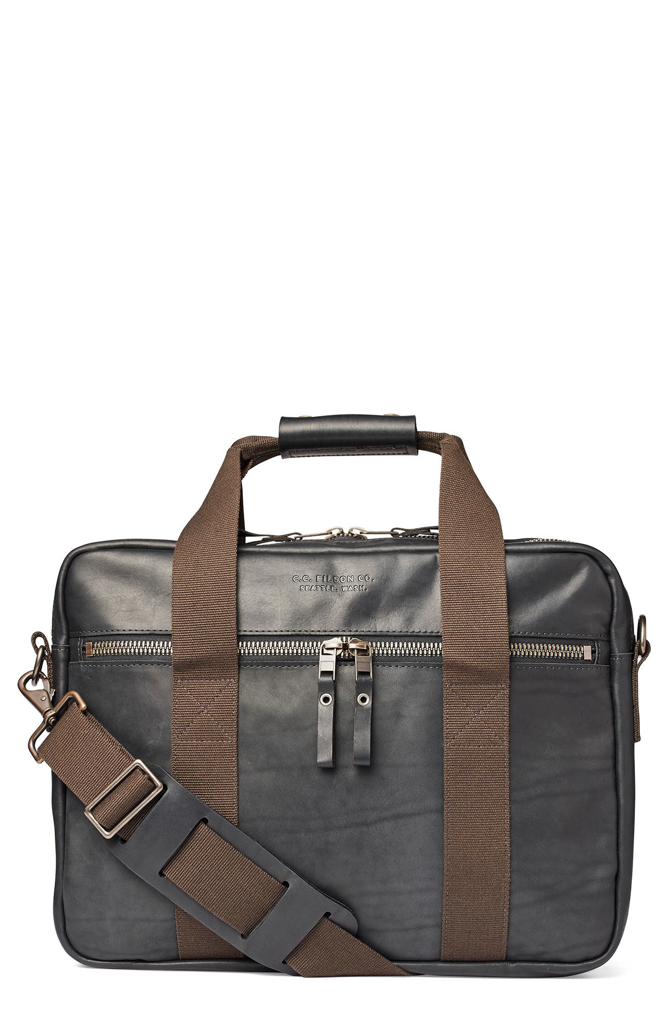 Filson Dawson Leather Briefcase, Main, color, 