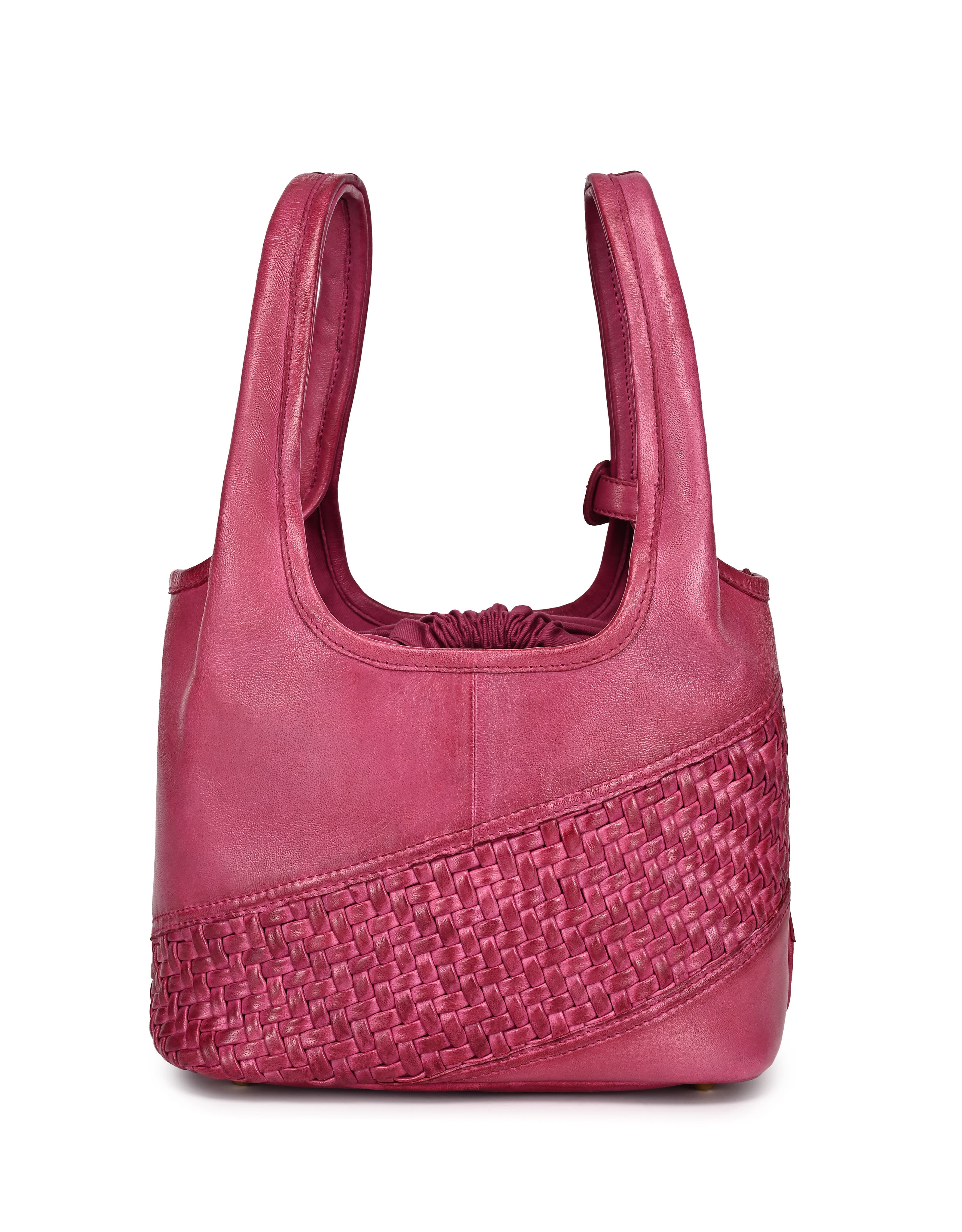 OLD TREND Lily Small Handwoven Everyday Leather Tote, Alternate, color, Fuchsia