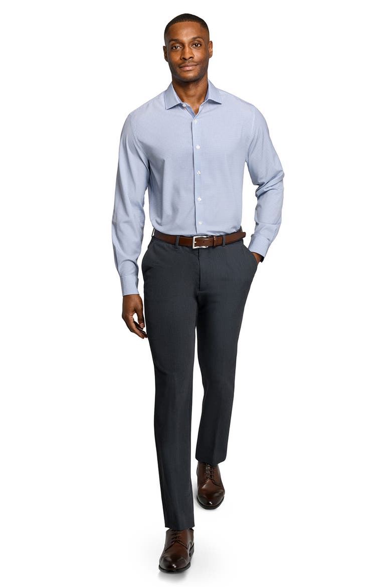 Slim Fit Octagon Geo Performance Dress Shirt, Alternate, color, WHITE/ BLUE
