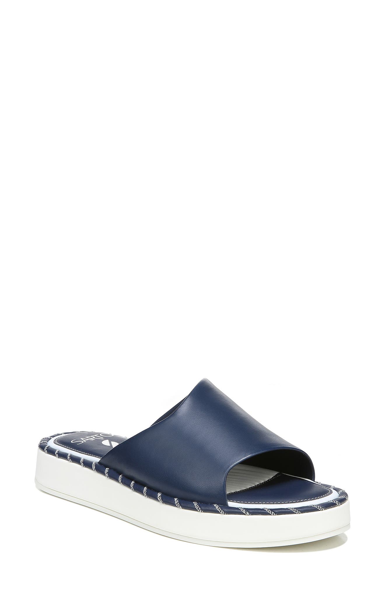 Zoe Platform Slide Sandal, Main, color, NAVY LEATHER