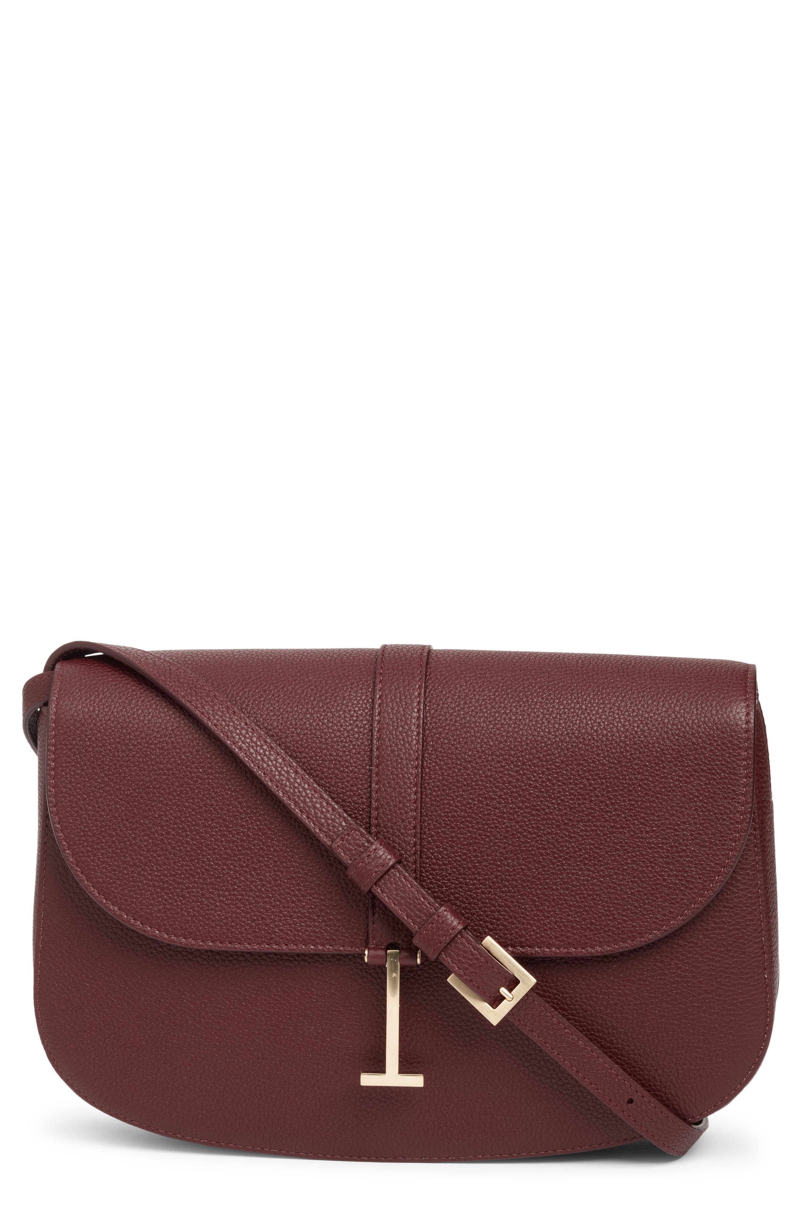 Medium Leather Crossbody Bag, Main, color, LOST CHERRY