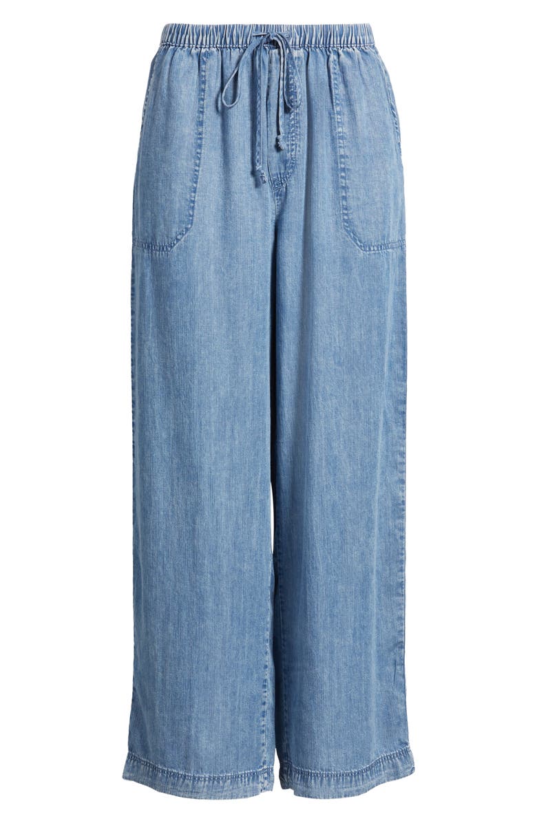 beachlunchlounge Asthin Chambray Drawstring Pants, Alternate, color, Medium Wash
