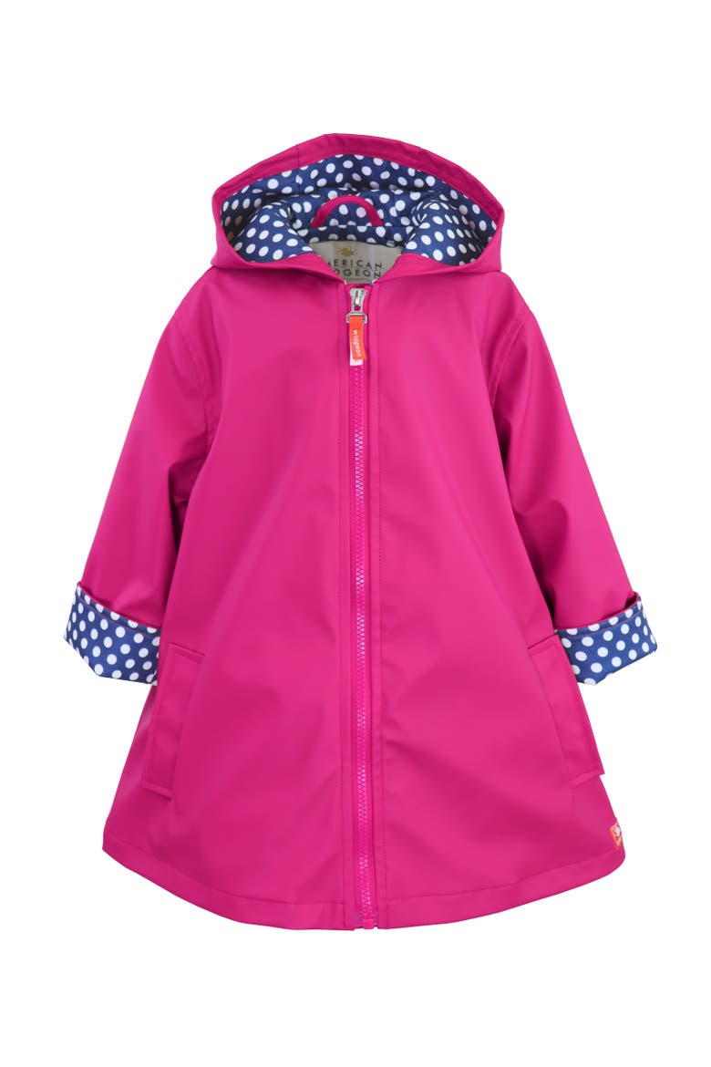 Hooded A-Line Raincoat, Main, color, Deep Pink