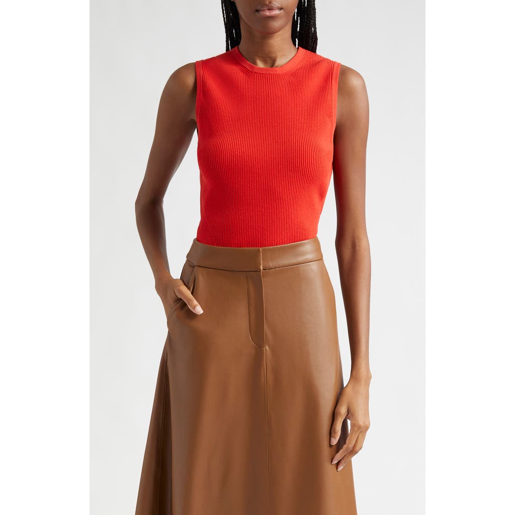 Veronica Beard Rib Sweater Tank In Poppy