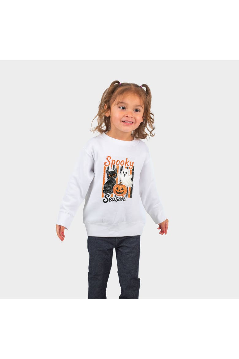 Spooky Season Characters Toddler Graphic Sweatshirt, Main, color, White