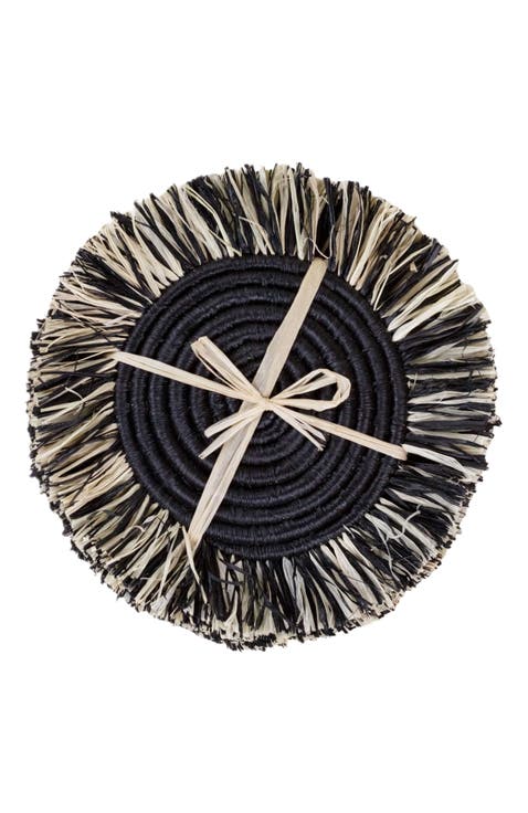 Raffia Fringe Set of 4 Coasters