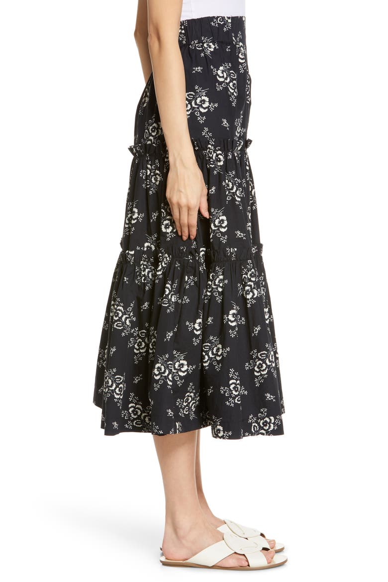 Sea Alessia Print Tiered Skirt, Alternate, color, BLACK