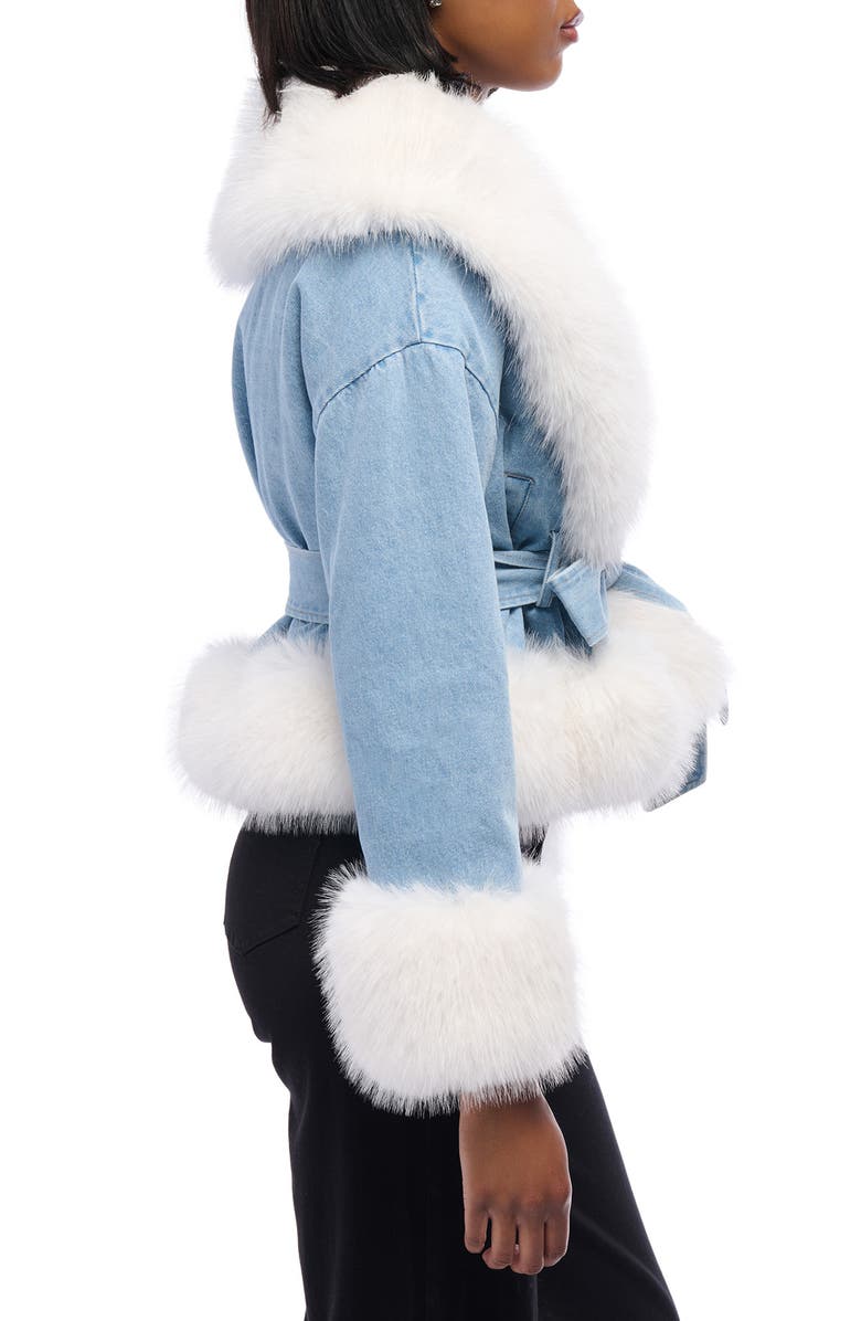 AZALEA WANG Lainey Denim & Faux Fur Jacket, Alternate, color, 