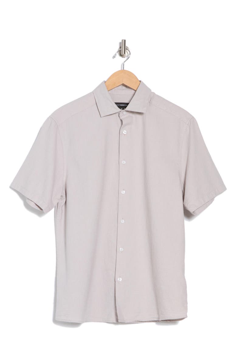 WESTZEROONE Fratter Short Sleeve Organic Cotton Button-Up Shirt, Alternate, color, Chalk