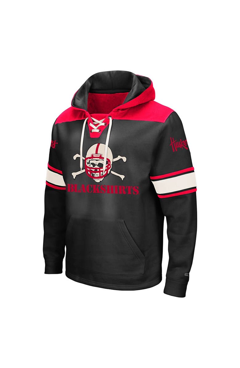 COLOSSEUM Men's Colosseum Black Nebraska Huskers 2.0 Lace-Up Pullover Hoodie, Alternate, color, Black