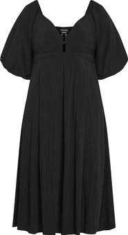 City Chic Shae Keyhole Detail Balloon Sleeve Midi Dress