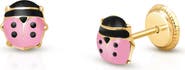 Tiny Blessings 14K Gold Pink Lil' Ladybug Studs Screw Back Earrings