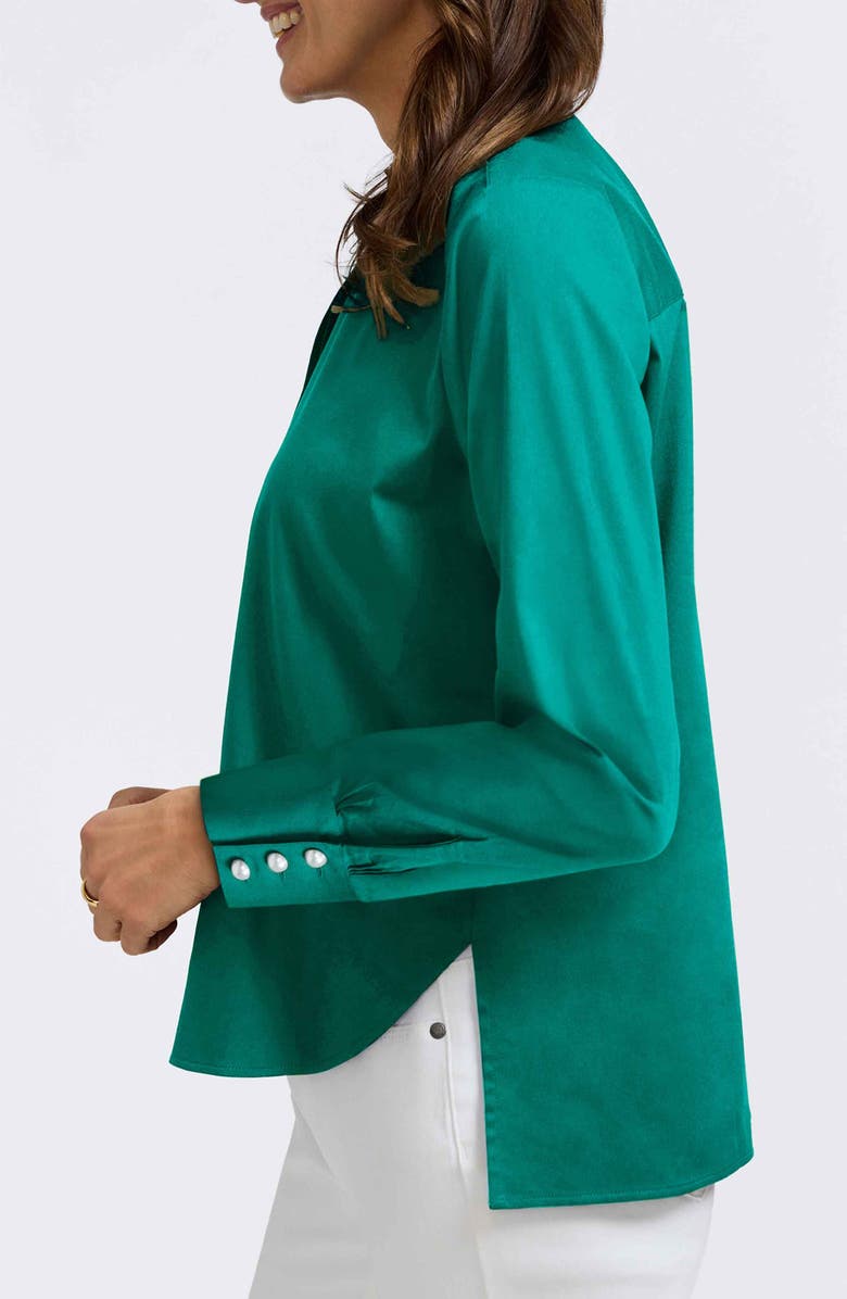Foxcroft Matte Sateen Button-Up Shirt, Alternate, color, Emerald