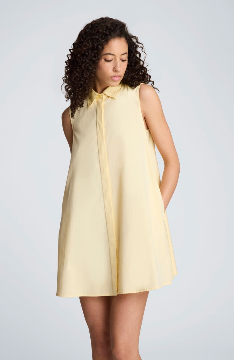 Kenneth Cole Sleeveless Trapeze Mini Shirtdress, Alternate, color, Pastel Yellow