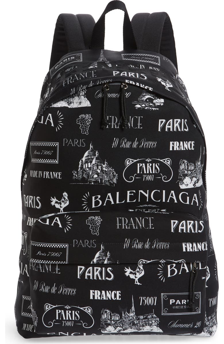 Balenciaga Wheel Allover Logo Backpack, Main, color,