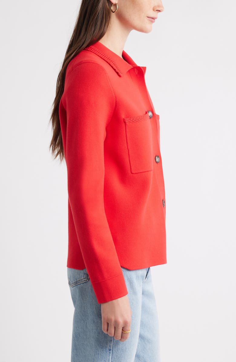 Caslon<sup>®</sup> Sweater Shirt Jacket, Alternate, color, Red Pepper